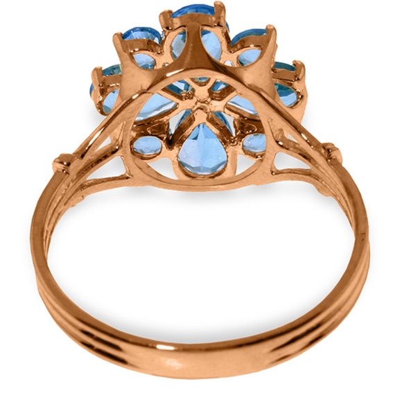 14K. SOLID GOLD RING WITH NATURAL BLUE TOPAZ - Picture 3 of 5